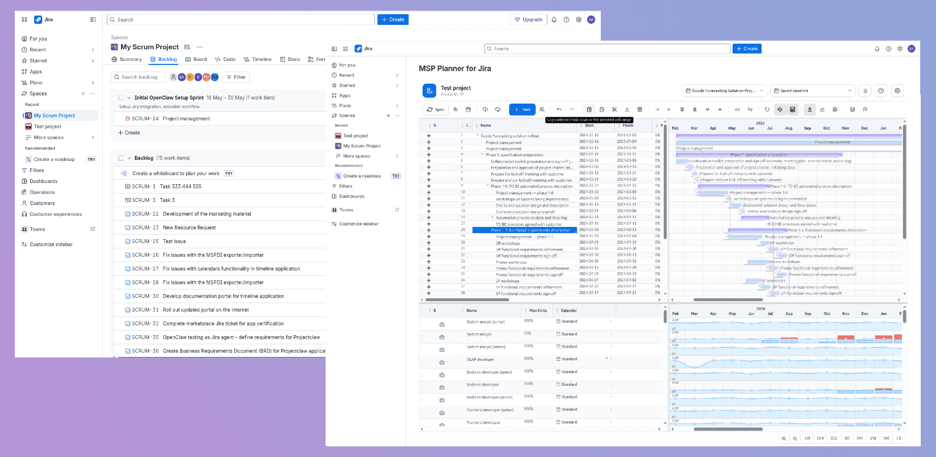 MSP Planner Overlay on Jira